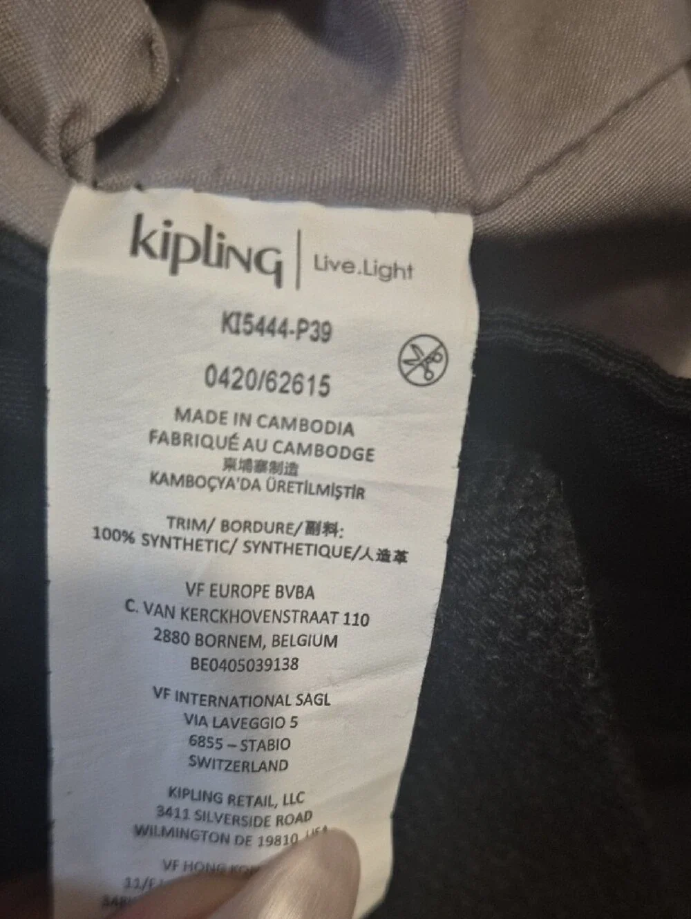 Kipling Black Nylon Tote with Removable Strap